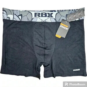 RBX Boxer Briefs black&gray  6" inseam NWT Large